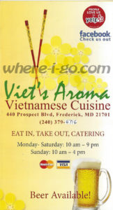 Viets Aroma Pho Restaurant Menu - Frederick, MD - Page 1