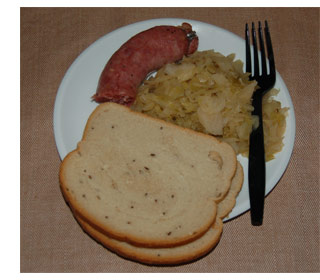 Serving of Sauerkraut and Kielbasy